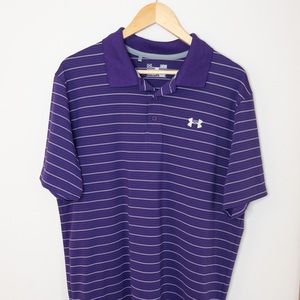 Men’s Under Armour Heat Gear Loose Striped Polo Size Large